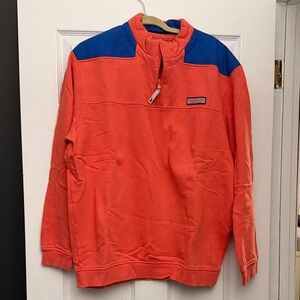 Vineyard Vines Coral and Blue Zip Up Sweater